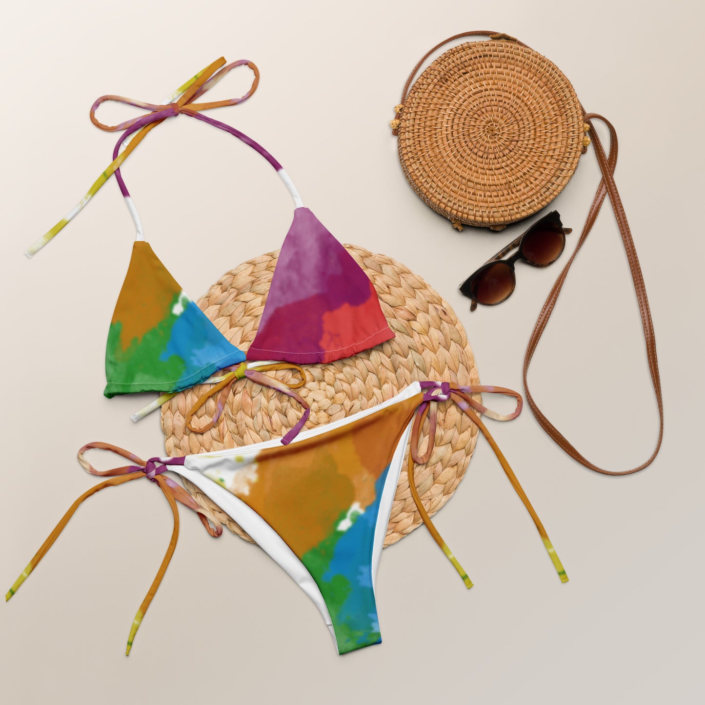 Multi Color Splash recycled string bikini